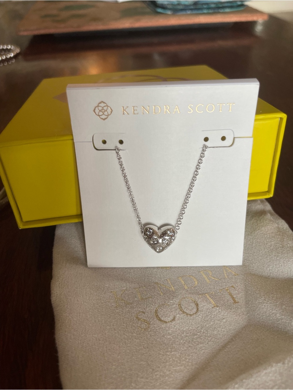 Kendra Scott Silver Holland Heart Pendant Necklace NWT